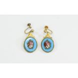 Antique Period Impressive and Quality Pair of 9ct Gold and Turquoise Set Drop Earrings each set