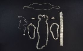 A Good Collection of Assorted Silver Jewellery - Bracelets, Necklaces, Rings,