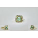 Antique Period 18ct Gold Set Emerald and Diamond Ring the central emerald of good colour.