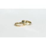 Ladies 9ct Gold Diamond Set Full Eternity Rings (2) in total, Marked 9ct, Ring sizes N and P. 5.
