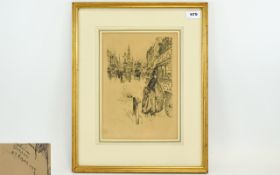 Framed London Etching, The Strand 1889 8