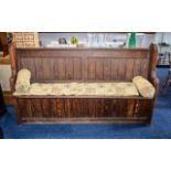 Early 20thC Pitch Pine Church Pew Of Sol