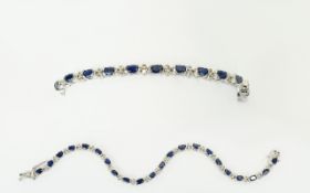 Blue Sapphire Tennis Bracelet, oval cuts