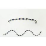 Blue Sapphire Tennis Bracelet, oval cuts