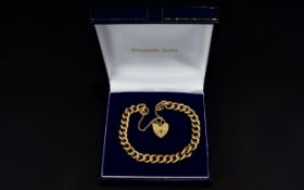 Ladies 9ct Gold Curb Bracelet with Heart