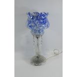 Glass Table Lamp, Blue Mottled Pattern G