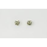 Pair of Green Amethyst Stud Earrings, ea