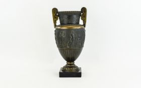 Bronzed Twin Handled Urn with classical