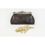 Vintage Textured Leather Handbag Brown l