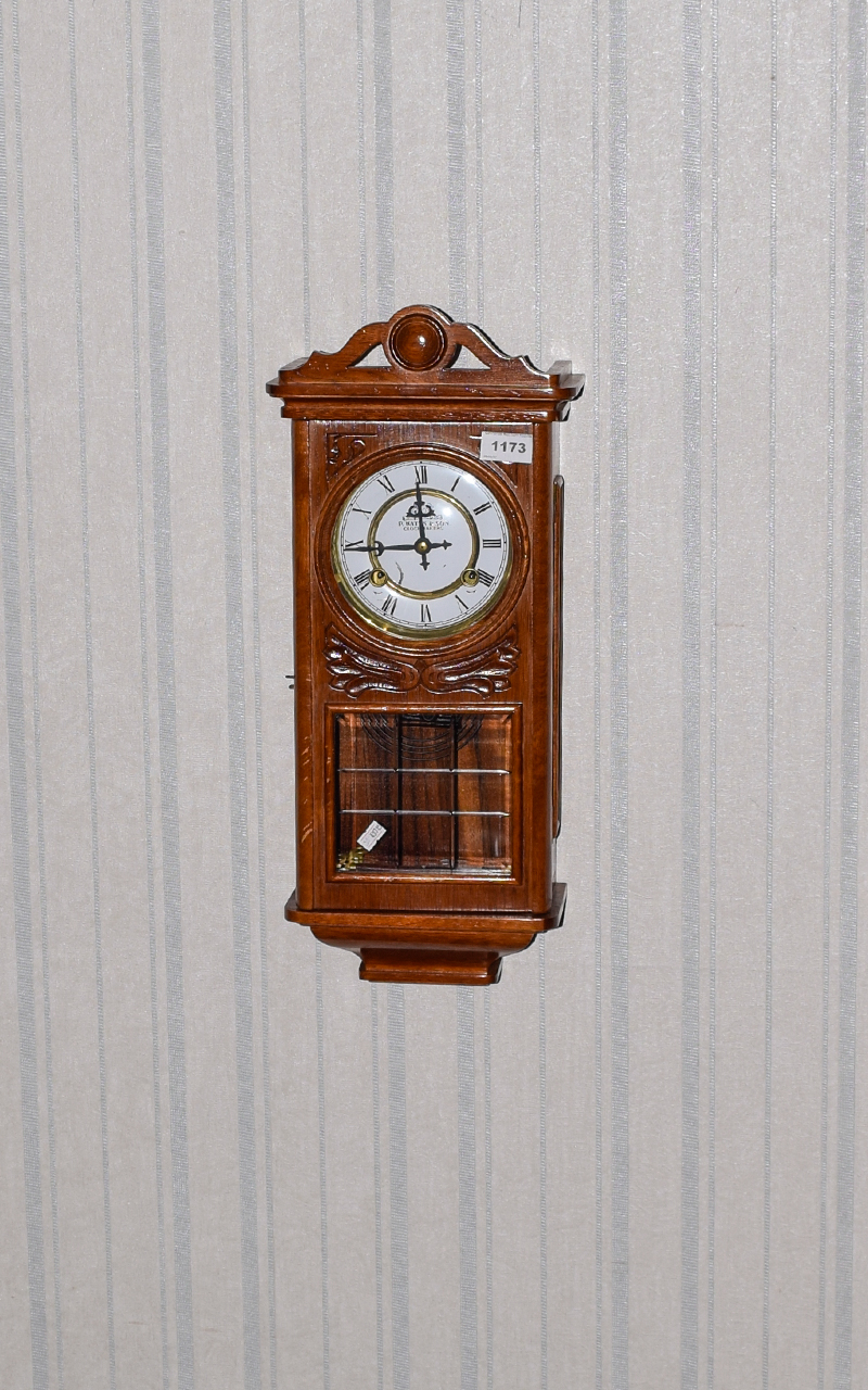 Light Wood Wall Mounted Clock Carved det - Image 2 of 2