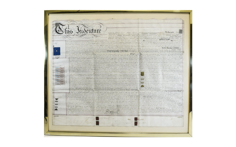 Mounted And Framed Legal Document Handwr