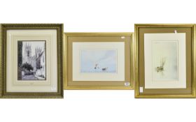 Three Framed And Mounted Prints Two wate