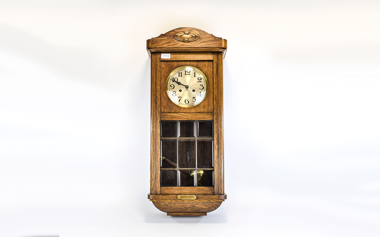 Early 20thC Golden Oak Cased Box Clock S