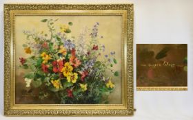 Vernon Ward 1905 - 1985 Stillife / Study Spring Flowers - Vibrant Colours Oil on Canvas.
