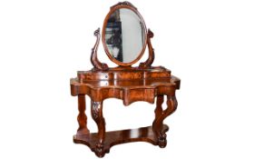 Victorian Period - Well Carved Mahogany Serpentine Duchess - Dressing Table. c.1870's.