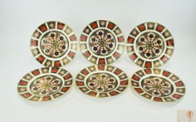 Royal Crown Derby Old Imari Pattern Set of Six Cabinet Plates. Plate No 1128 & Date 1978. Each 8.