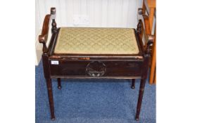 Antique Piano Stool Mahogany stool with carved shell detail to apron.