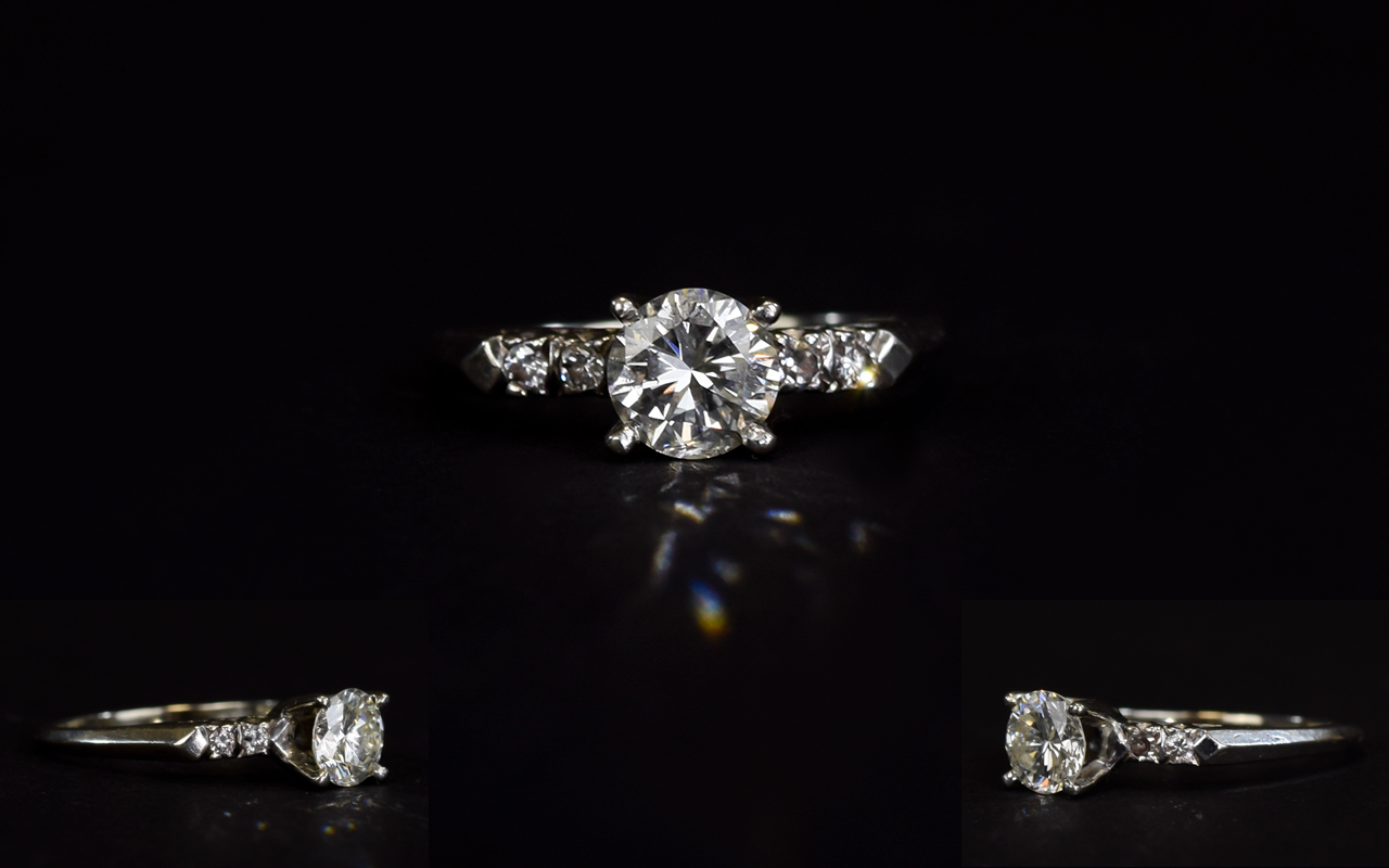 Ladies Single Stone Diamond Ring Round Modern Brilliant Cut Diamond Mounted In A Four Claw Tiffany