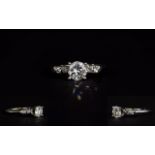Ladies Single Stone Diamond Ring Round Modern Brilliant Cut Diamond Mounted In A Four Claw Tiffany