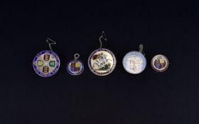 A Collection of Georgian and Victorian Enamel on Silver Coins. Comprises 1/ George III Crown.