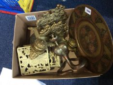 Collection Of Brassware To Include Two Trivets, Inkstand,