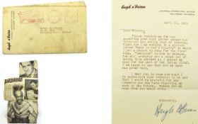 American Film Star Hugh O'brian Type Written But Hand Signed In Ink Letter to Our Clients Mother,