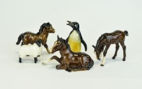A Collection of Beswick Animal Figures ( 5 ) Five In Total. Comprises 1/ Foal - Crazing.