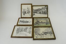 A Collection Of Ink And Pencil Drawings Six in total, each depicting various scenes in Dronfield.