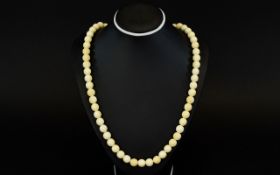 Antique Very Good Quality Ivory Bead Necklace, Handmade and Well Matched - Please See Photo.