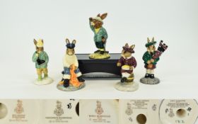 Royal Doulton Vintage Collection of Bunnykins Figures ( Hand Painted ) ( 5 ) Five In Total.