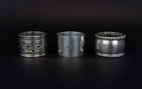 Collection Of Three Silver Napkin Rings,