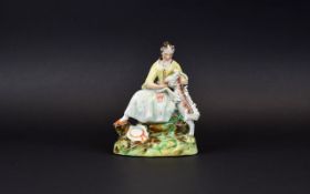 Staffordshire Late 18th Century Small Figure, 'Young Lady with Goat', 1780-1800; 6.