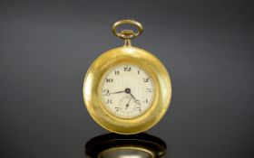 Swiss - Art Deco Nice Quality Gold Plated Slim-line Keyless Open Faced Pocket Watch. Secondary Dial.