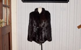 Vintage Rabbit Fur Coat Deep black/brown plush fur coat. Hip length in boxy cut with round collar,