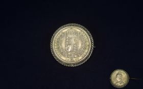 Victorian Jubilee Head Silver Florin. Date 1887 In Silver Mount.