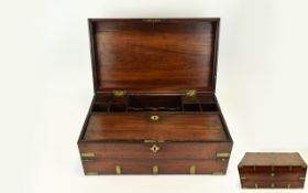 Victorian Period Nice Quality Gentleman's Large Oak Stationary Box / Writing Slope with Concealed