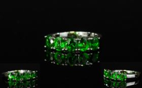 Russian Chrome Diopside Band Ring, a row of five oval cut chrome diopsides, totalling 2cts,