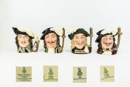 Royal Doulton - Early Character Jugs Set of Four Musketeers. Includes 1/ Porthos D6440. Height 7.