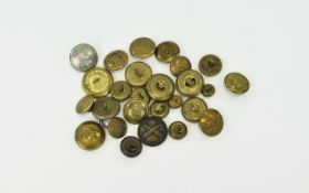 A Very Good Collection of Military Buttons, Some Hard to Get - Please See Photos ( 25 ) In Total.