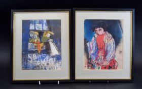 Two Framed Contemporary Prints Expressionist style prints, two in total,