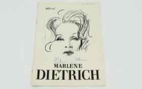 Marlene Dietrich Autograph on Programme