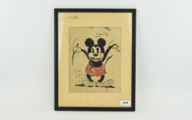 Mickey Mouse Framed 1930's Original Watercolour.