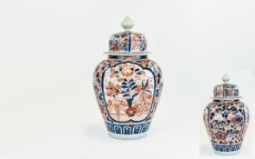 Japanese - Impressive Hand Painted 19th Century Imari Lidded Jar with Flame Shaped Finial to
