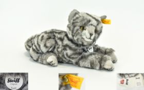 Steiff Original - Soft Woven Fur ' Luzie ' Taddy Cat Figure. Steiff Tag / Button to Ear. Height 6.