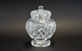 Waterford - Fine Cut Crystal Lidded Ginger Jar ' Lisamore ' Pattern.
