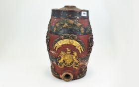 Early 19thC Relief Moulded Stoneware Spirit Barrel- Whiskey,