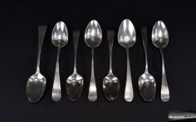 Collection Of 8 Georgian Silver Tea Spoons, Mostly Readable Hallmarks,