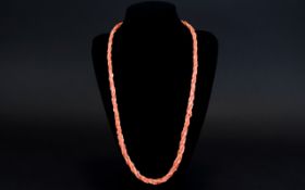 Antique - Pink Coral Necklace. 22 Inches In length.