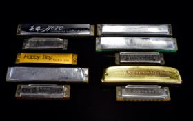 A Varied Collection Of Vintage Harmonicas Approx 13 items in total,