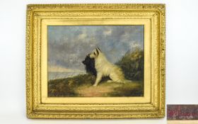 W Gregory Oil On Canvas, Early 20thC Two Terriers In A Coastal Landscape signed 'W Gregory' (lower